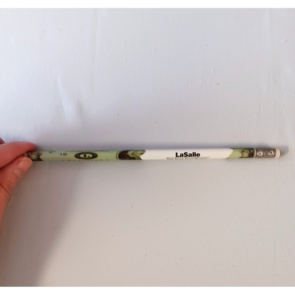 Vtg LaSalle Bank Wood Pencil $20 Bill Money Art Chicago Banking Collectible - Picture 2 of 9